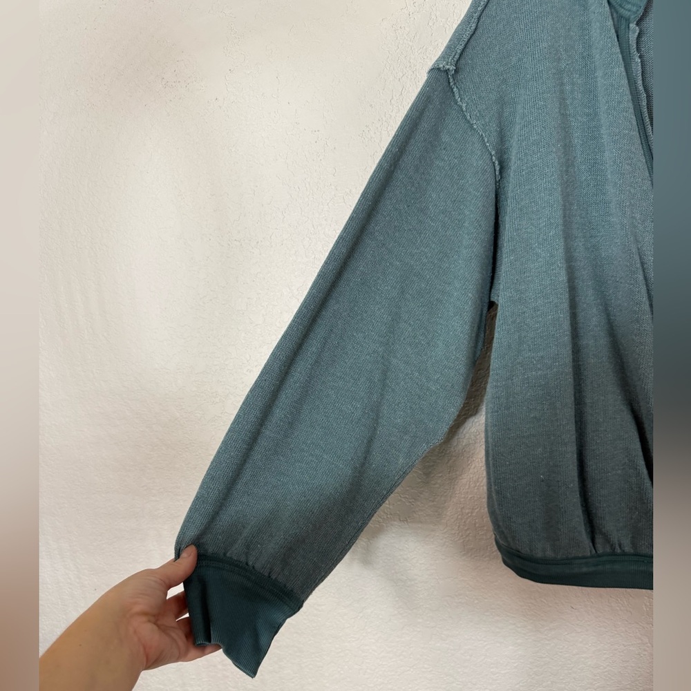 NWT Free People Anyway Top in Deep Teal Faux Wrap Boho Office Casual Relaxed - Picture 3 of 7